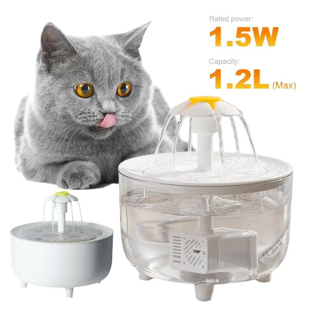 1200ml Electric Cat Water Fountain With USB Filtering Quiet Automatic Dispenser