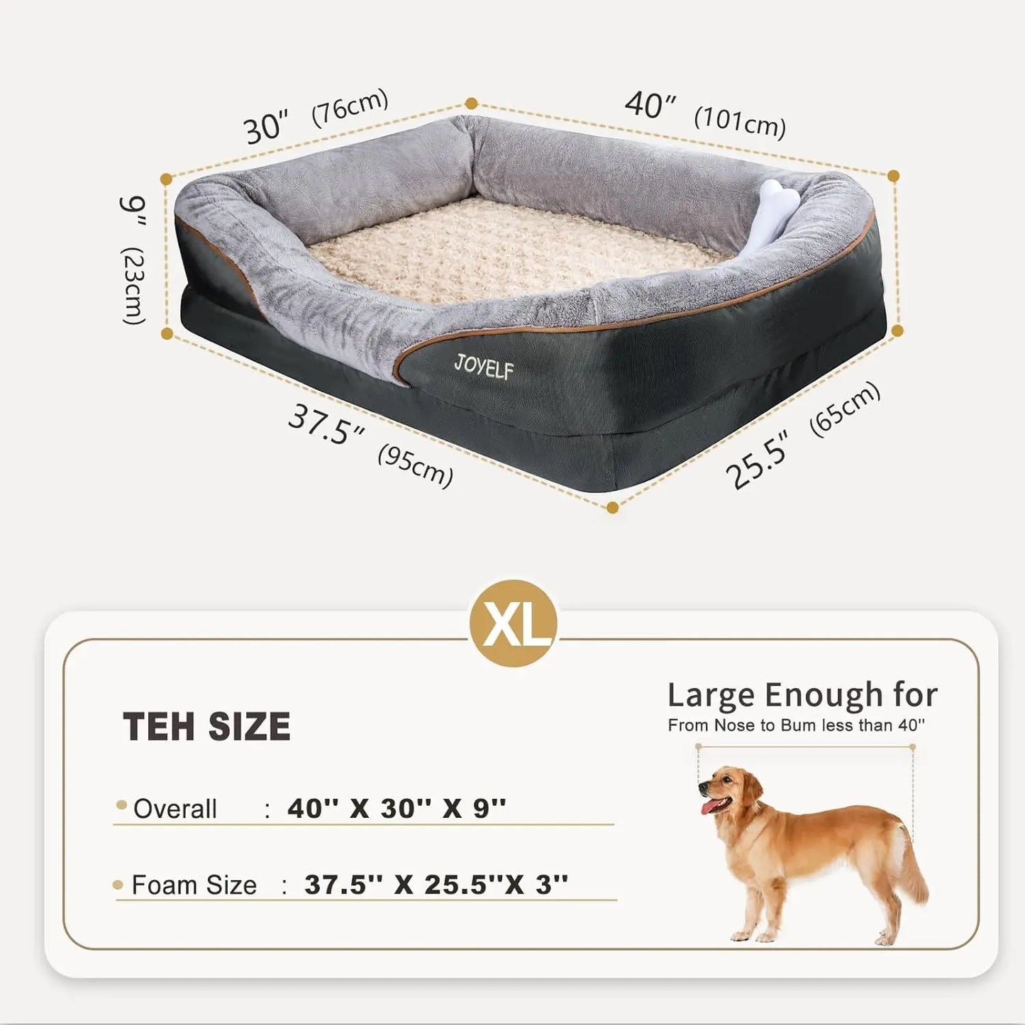 Orthopedic Dog Bed With Removable Washable Cover And Squeaker Toy Gift