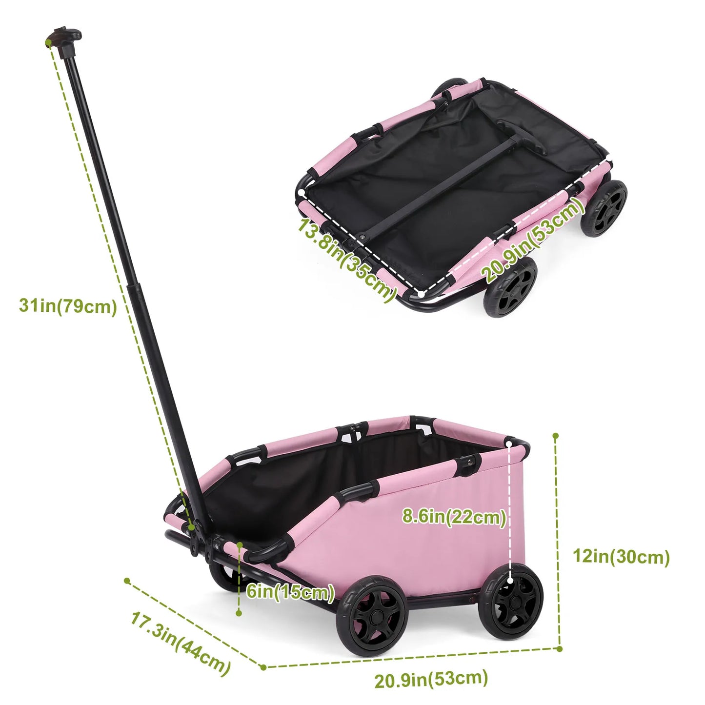 Small Pet Cart 4 Wheels Folding Dog Stroller Lightweight 360 Degree Rotating Trolley For Small Cats And Dogs