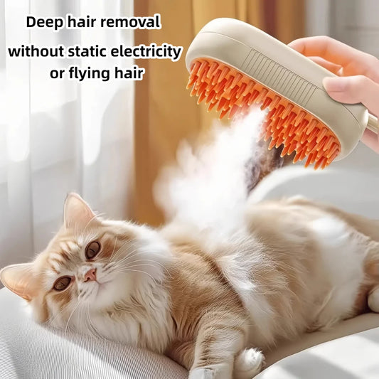 3 In 1 Electric Cat Hair Brush Steam Spray Grooming