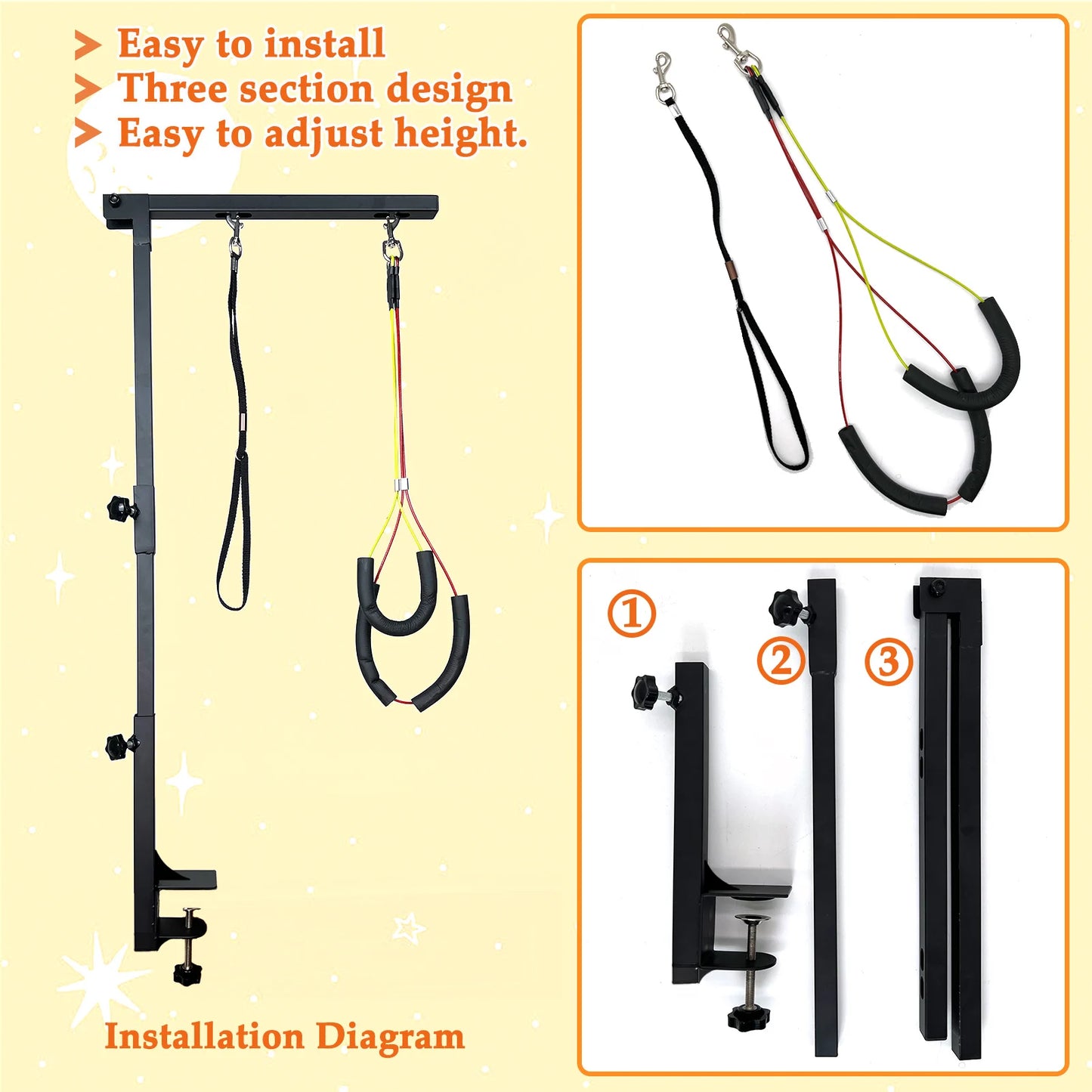 NONECN Adjustable Dog Grooming Arm With Clamp And Loops