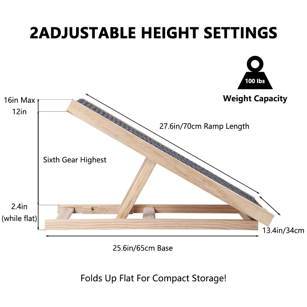 TWISTER.CK Dog Ramp Ladder Natural Pine Wooden Folding Anti Skid