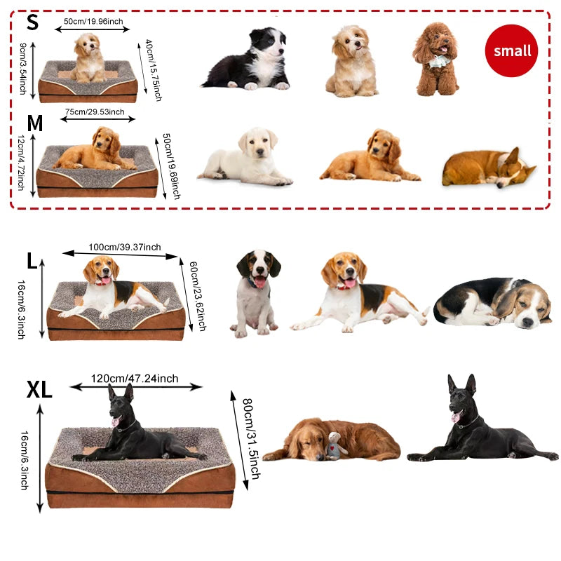 Oversized Removable Washable Pet Bed For All Seasons With Raised Edges