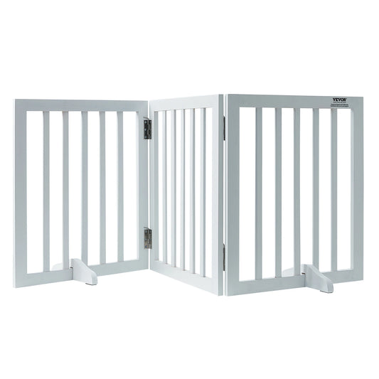 SucceBuy Free Standing Dog Gate Freestanding Pet Gate 3 Panels Foldable Dog Gate for Narrow Passageways Expandable Dog Barrier