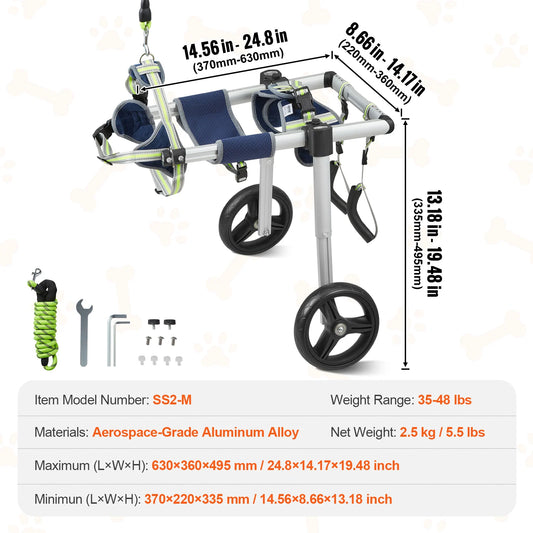 SucceBuy 2 Wheels Dog Wheelchair For Back Legs Pet Cart