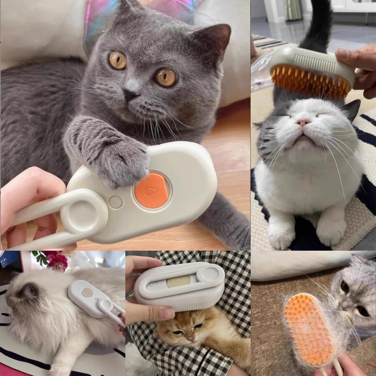3 In 1 Electric Cat Hair Brush Steam Spray Grooming