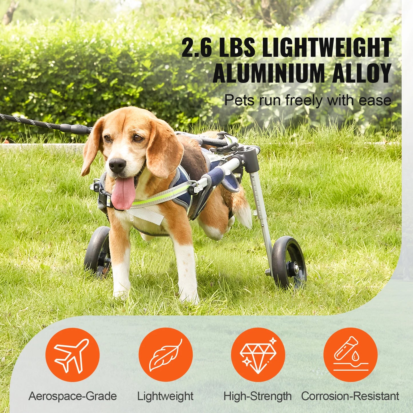 SucceBuy 2 Wheels Dog Wheelchair For Back Legs Pet Cart
