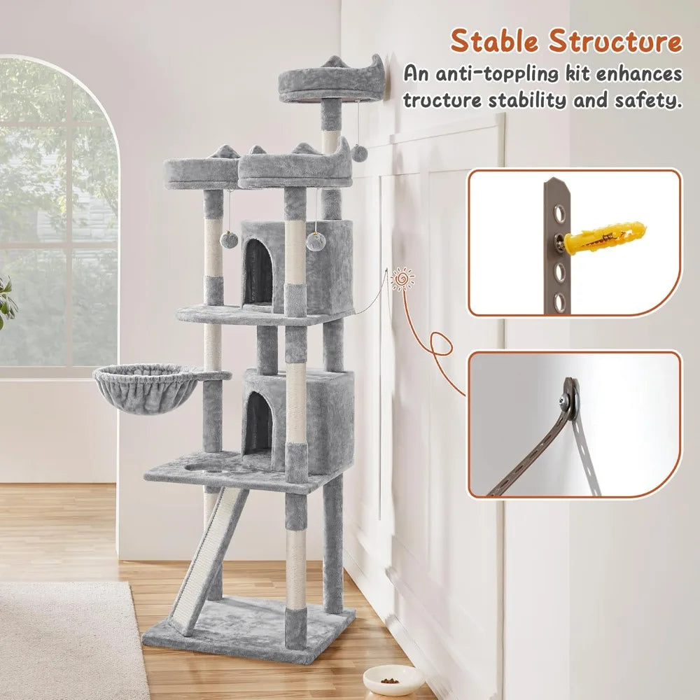 Yaheetech 76 Inch Large Cat Tree Multilevel Tower With Perches Condos