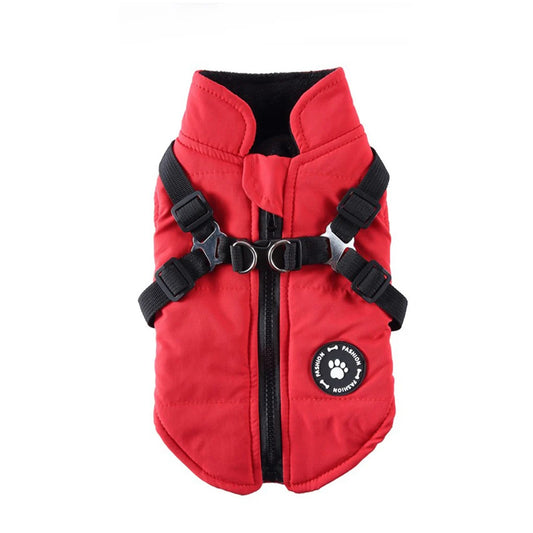 Winter Warm Pet Harness Jacket For Small Dogs Polyester Back Hook Coat