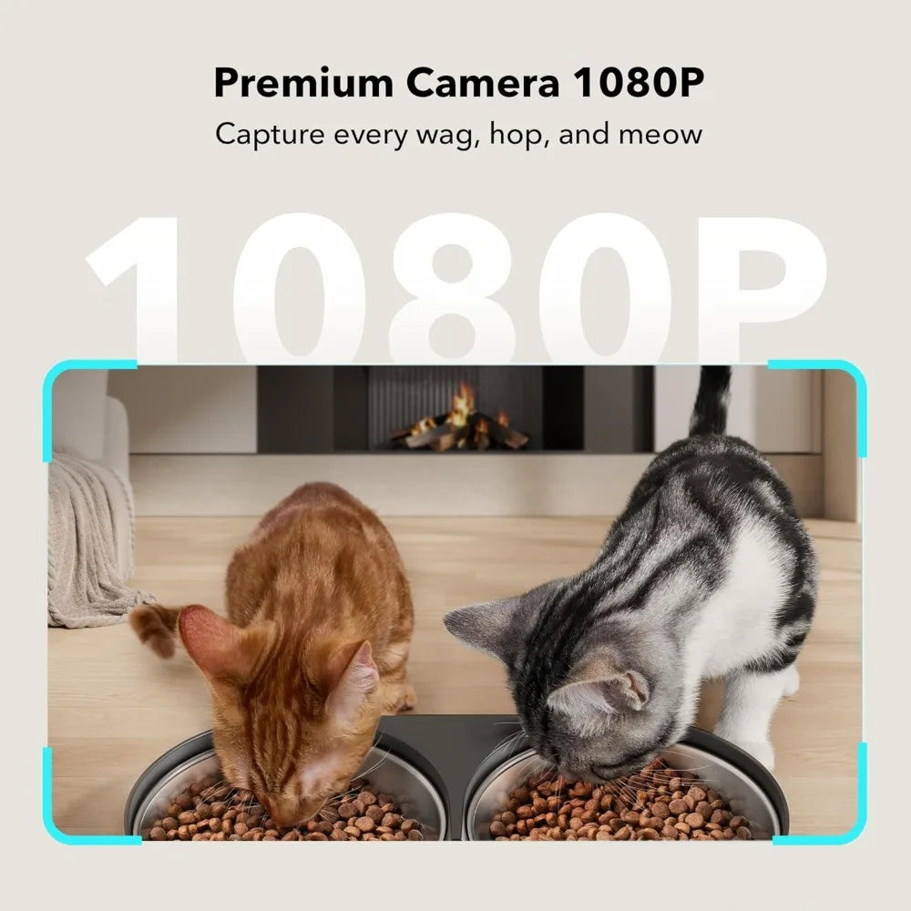 Automatic Cat Feeder with Camera for Two Cats 1080P HD Video with Night Vision 5G WiFi Pet Feeder with Two Way Audio Sound Alerts